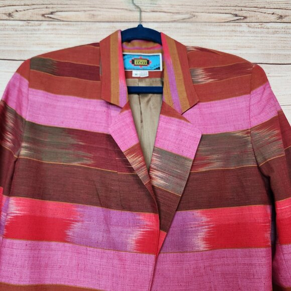 VTG Maurizio Ramini Blazer Jacket Womens Size M Aztec One Button Padded Shoulder - Picture 2 of 14